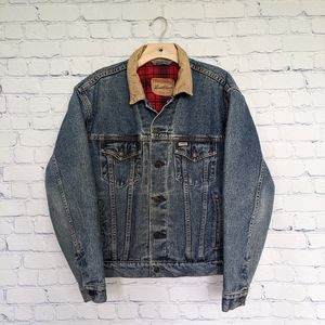 Vintage Levi Strauss Signature Blanket Lined Quilted Denim Jacket Red Plaid